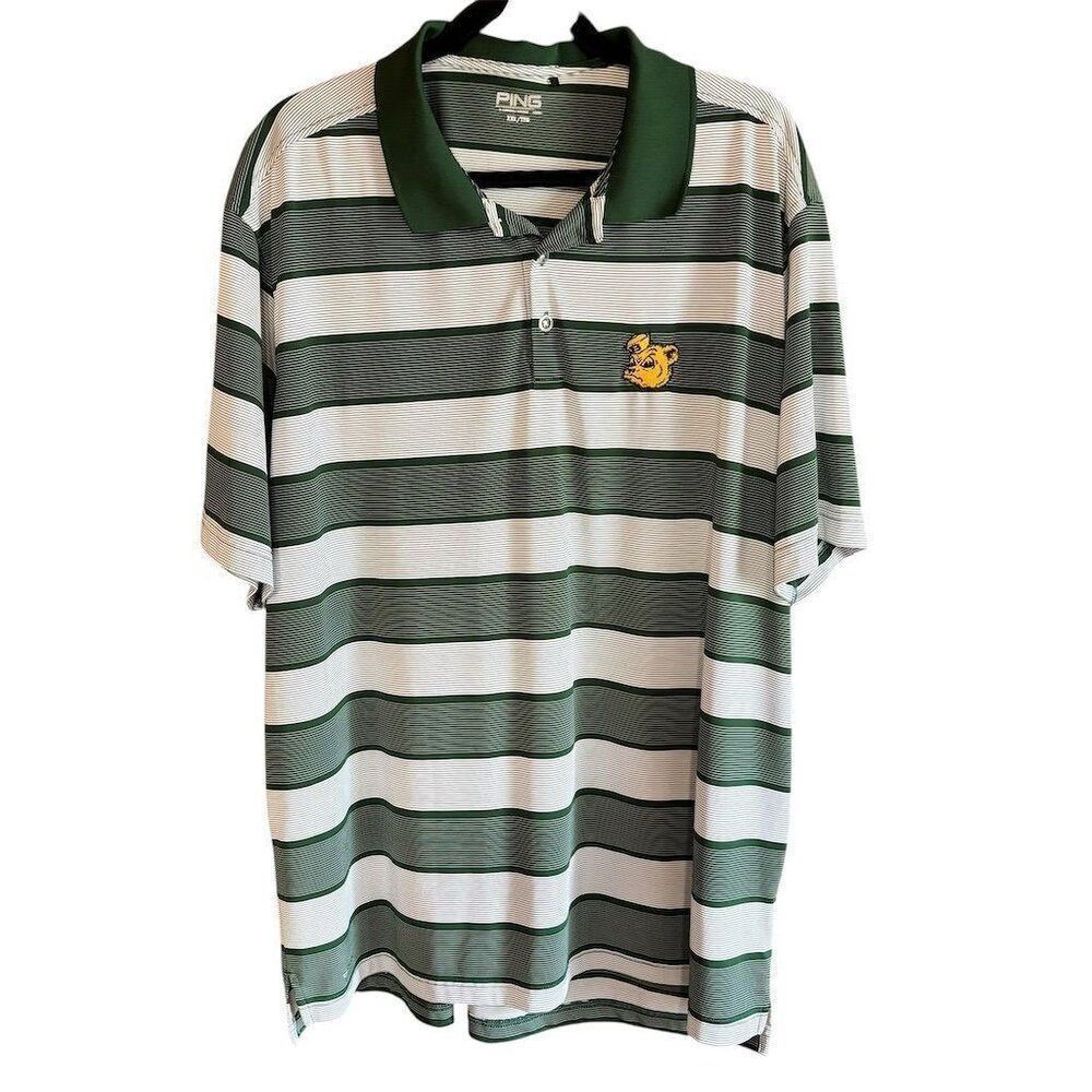 PING Baylor Bears Men's 2XL Green‎ Striped Golf Polo Shirt